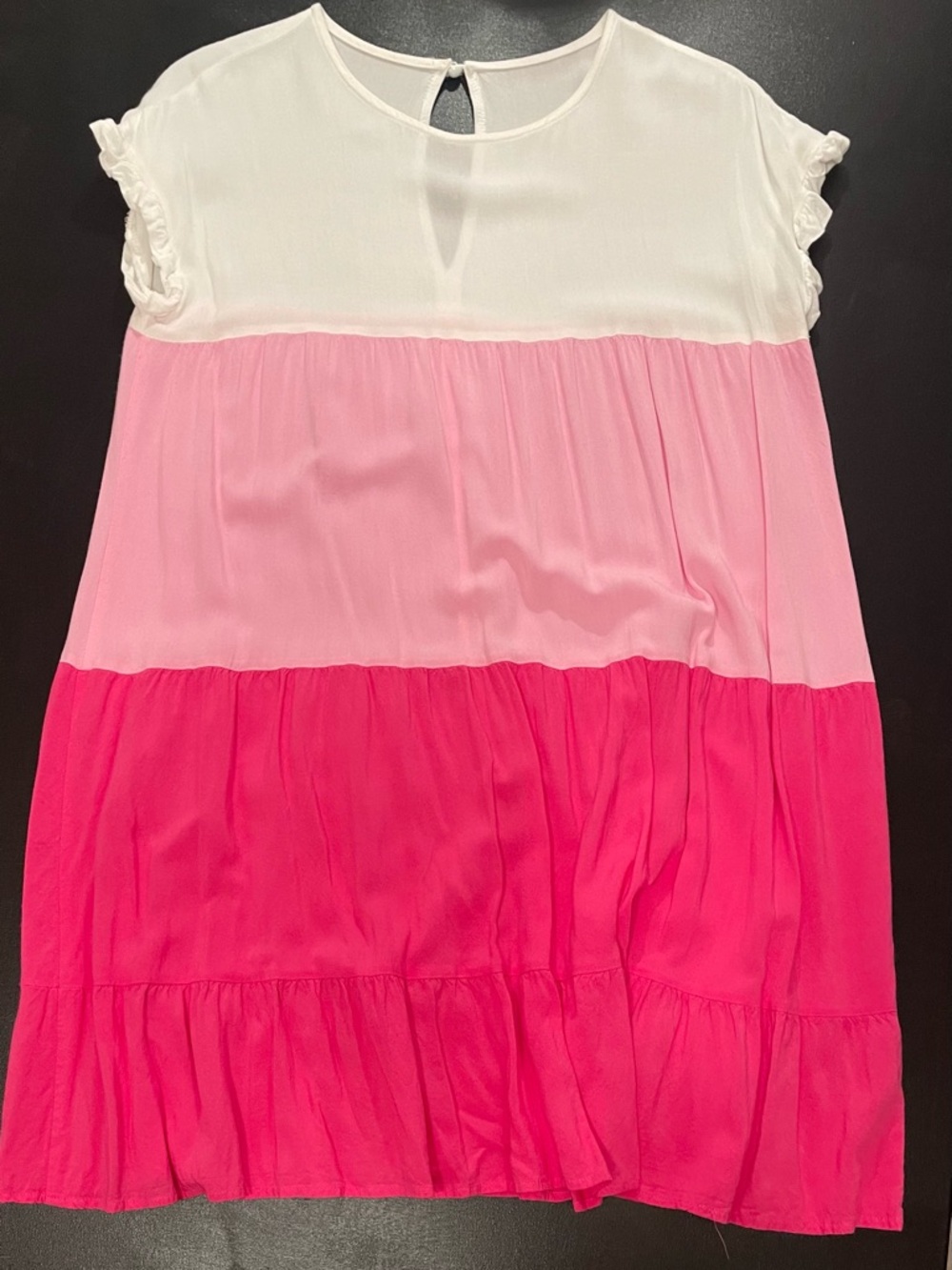 Colorblock Pink & White Tiered Dress